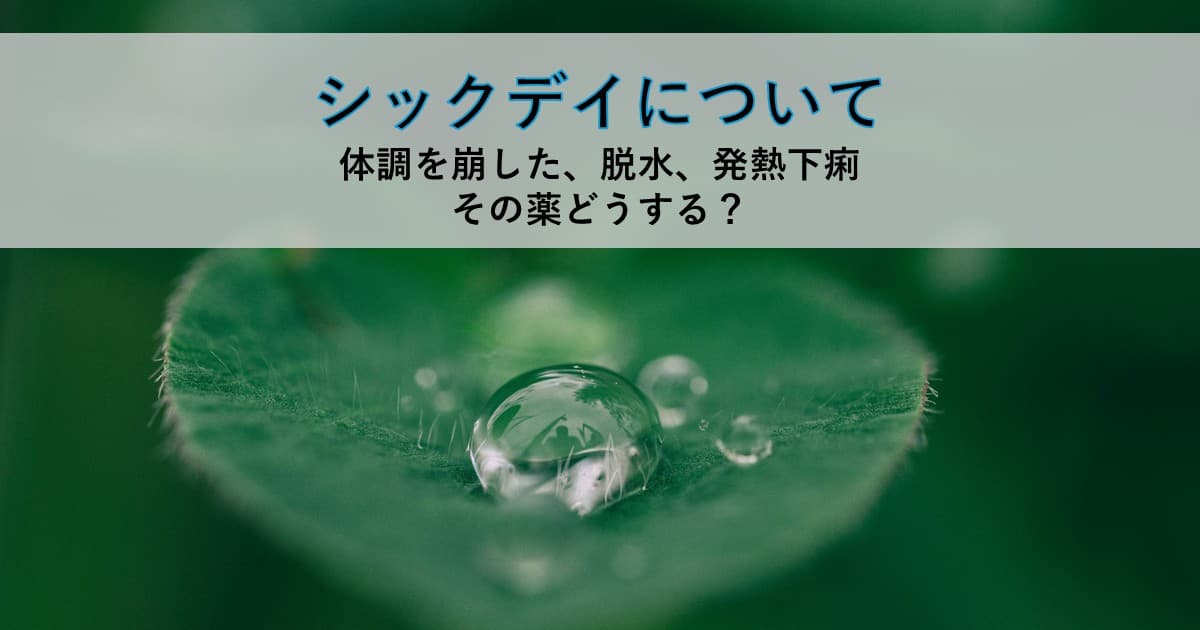 葉の上に水滴がある画像-シックデイ予防に大切な水分摂取をイメージ